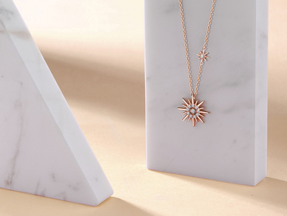 925 Silver Sun Pendant and Necklace Set
