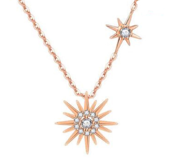 925 Silver Sun Pendant and Necklace Set