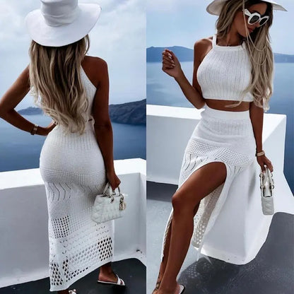 2023 Women's Summer Short Top and Split Skirt Set