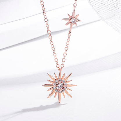 925 Silver Sun Pendant and Necklace Set