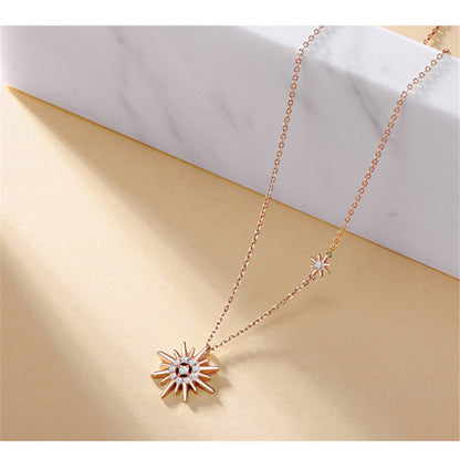925 Silver Sun Pendant and Necklace Set