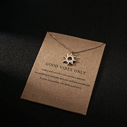 Sun Alloy Necklace on Paper Card - Sun Pendant Necklace