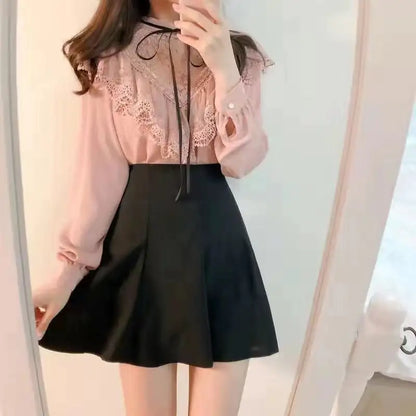 Women's Fashion Black Pleated Skirt