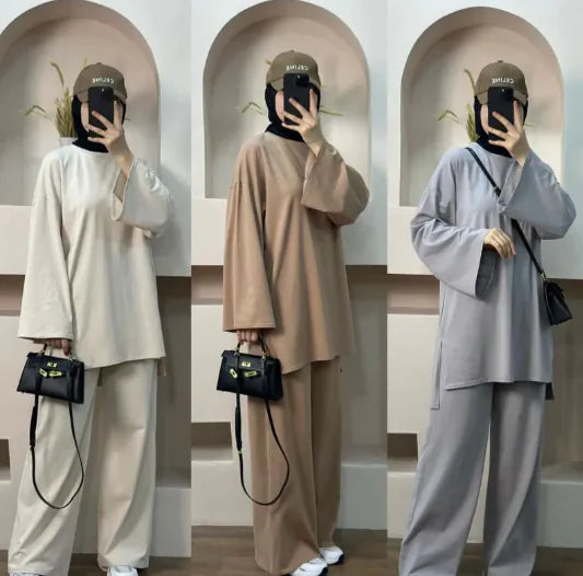 Conjunto de Dos Piezas Suelto de Color Sólido