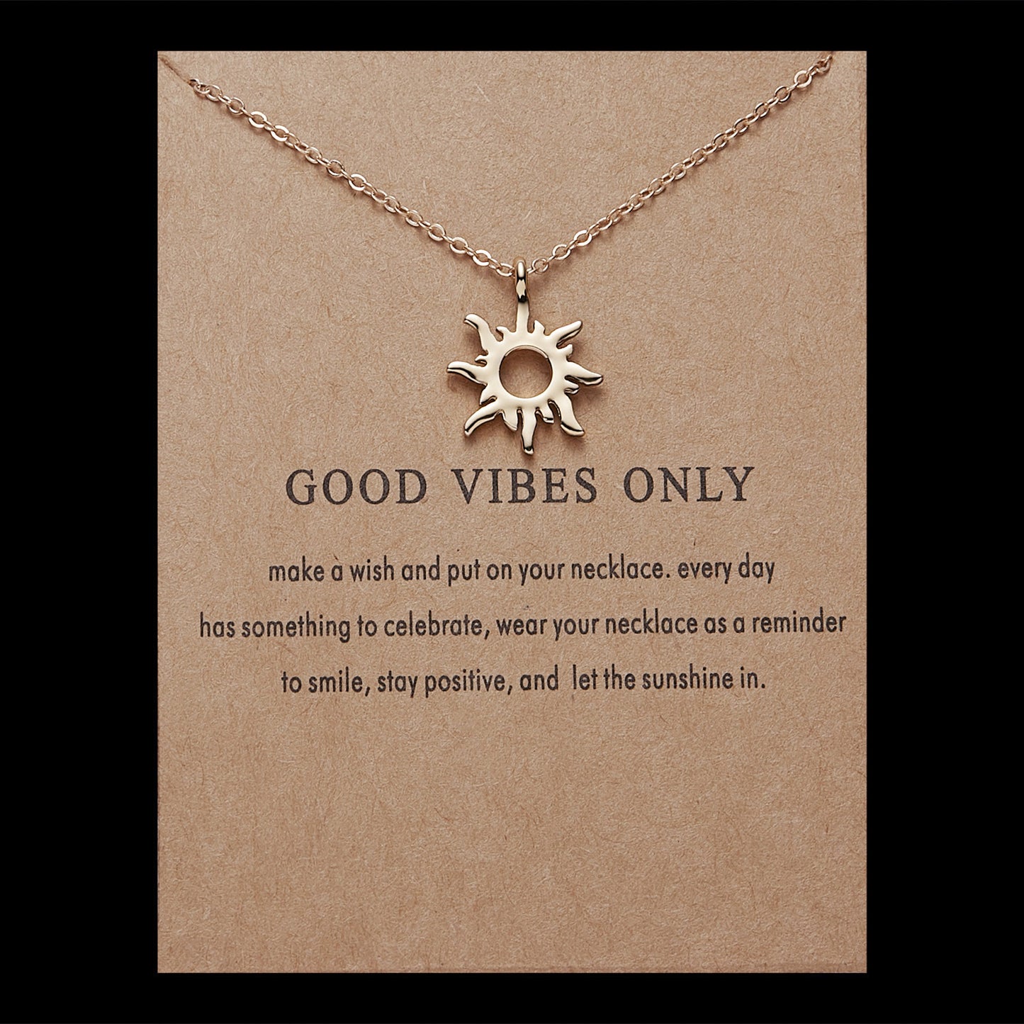 Sun Alloy Necklace on Paper Card - Sun Pendant Necklace