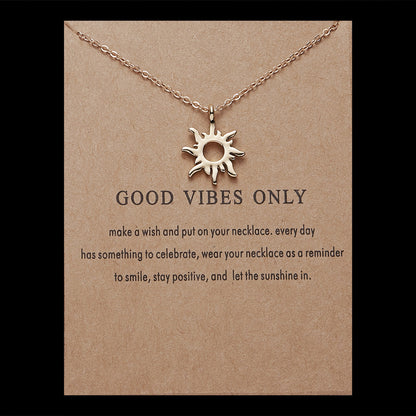 Sun Alloy Necklace on Paper Card - Sun Pendant Necklace