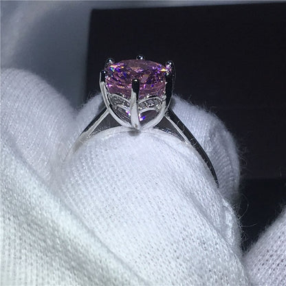 Pink Zircon Ring with Diamonds - Wedding Ring