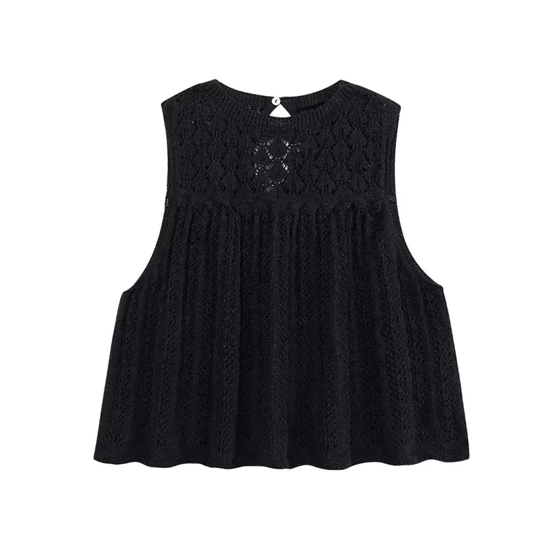 2023 Summer Fashion Knit Set with Floral Mesh Top & Skirt