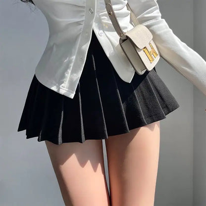 Women's Fashion Black Pleated Skirt