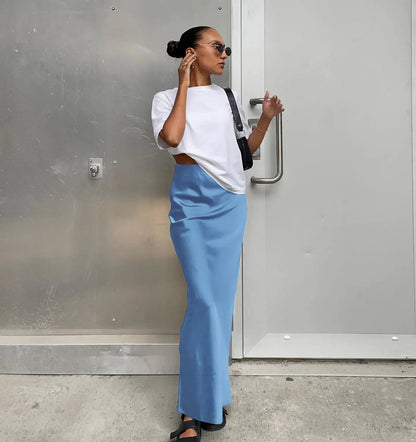 Casual Satin Ice Silk Skirt for Women