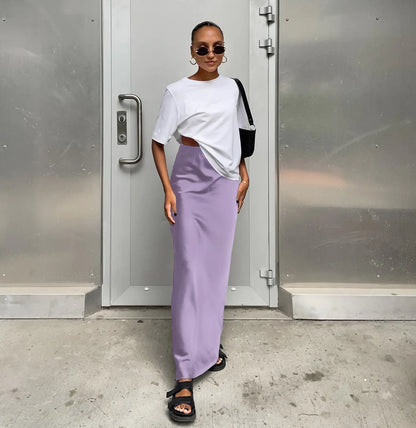 Casual Satin Ice Silk Skirt for Women