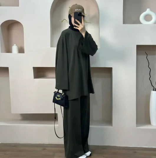 Conjunto de Dos Piezas Suelto de Color Sólido