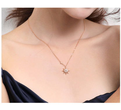 925 Silver Sun Pendant and Necklace Set