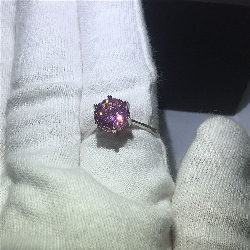 Pink Zircon Ring with Diamonds - Wedding Ring