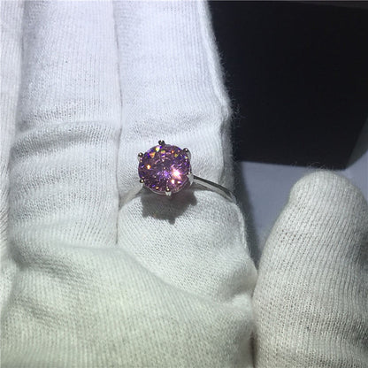 Pink Zircon Ring with Diamonds - Wedding Ring