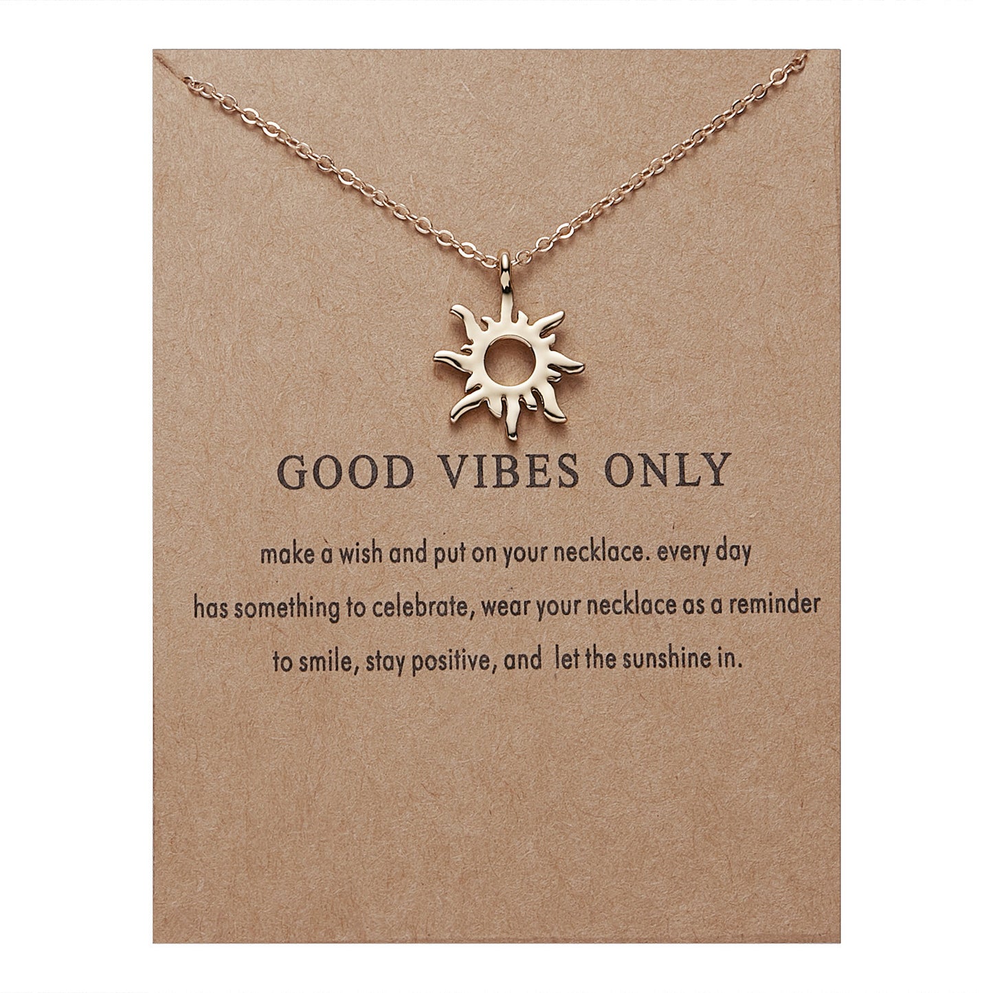 Sun Alloy Necklace on Paper Card - Sun Pendant Necklace