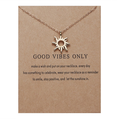 Sun Alloy Necklace on Paper Card - Sun Pendant Necklace