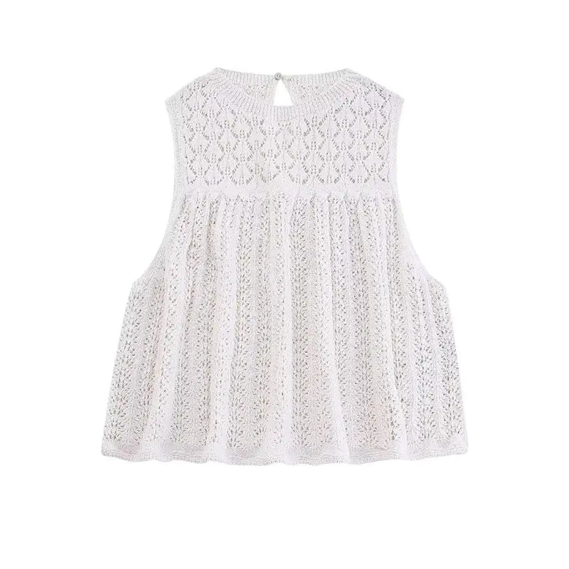 2023 Summer Fashion Knit Set with Floral Mesh Top & Skirt