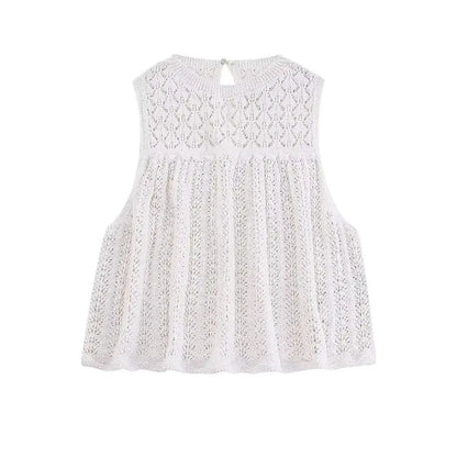 2023 Summer Fashion Knit Set with Floral Mesh Top & Skirt