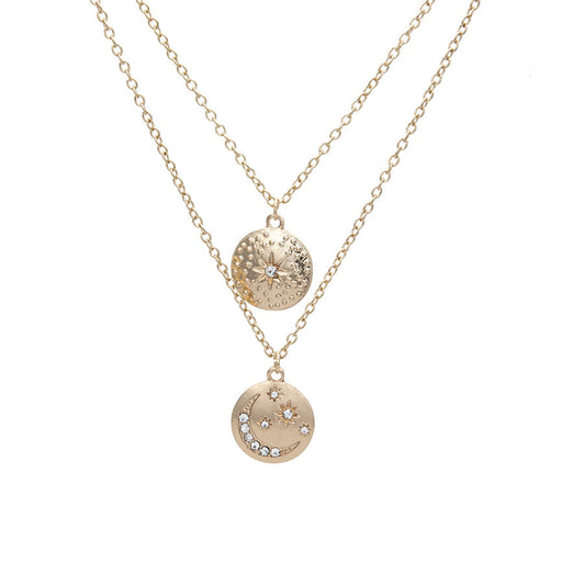 Star and Moon Pendant, Layered Necklace