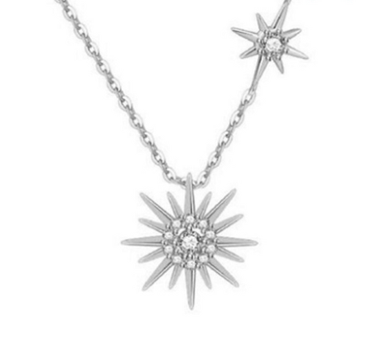 925 Silver Sun Pendant and Necklace Set