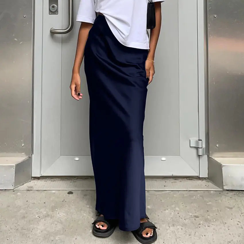 Casual Satin Ice Silk Skirt for Women