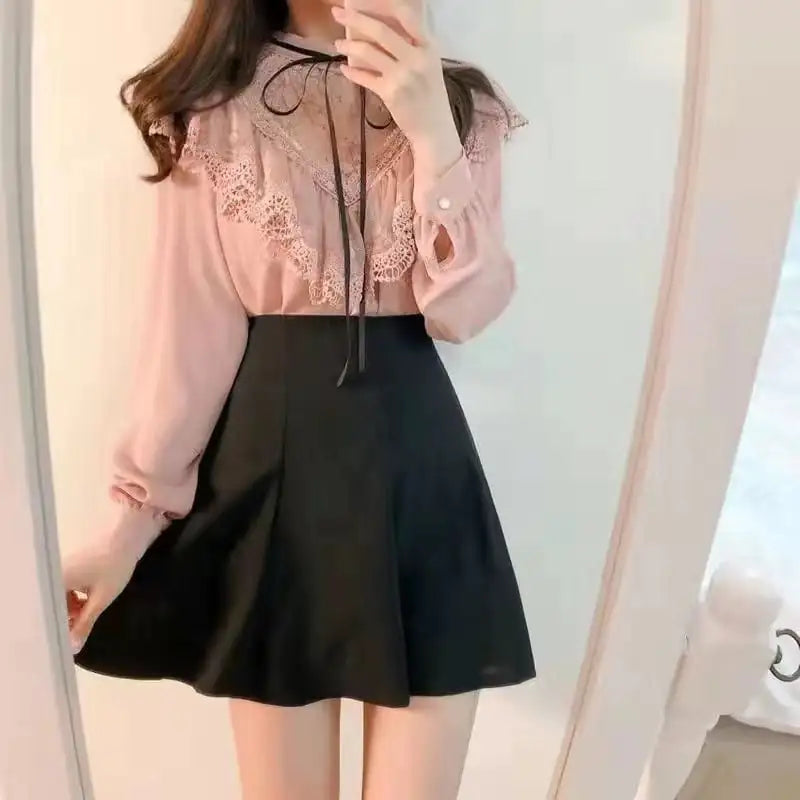 Women's Fashion Black Pleated Skirt