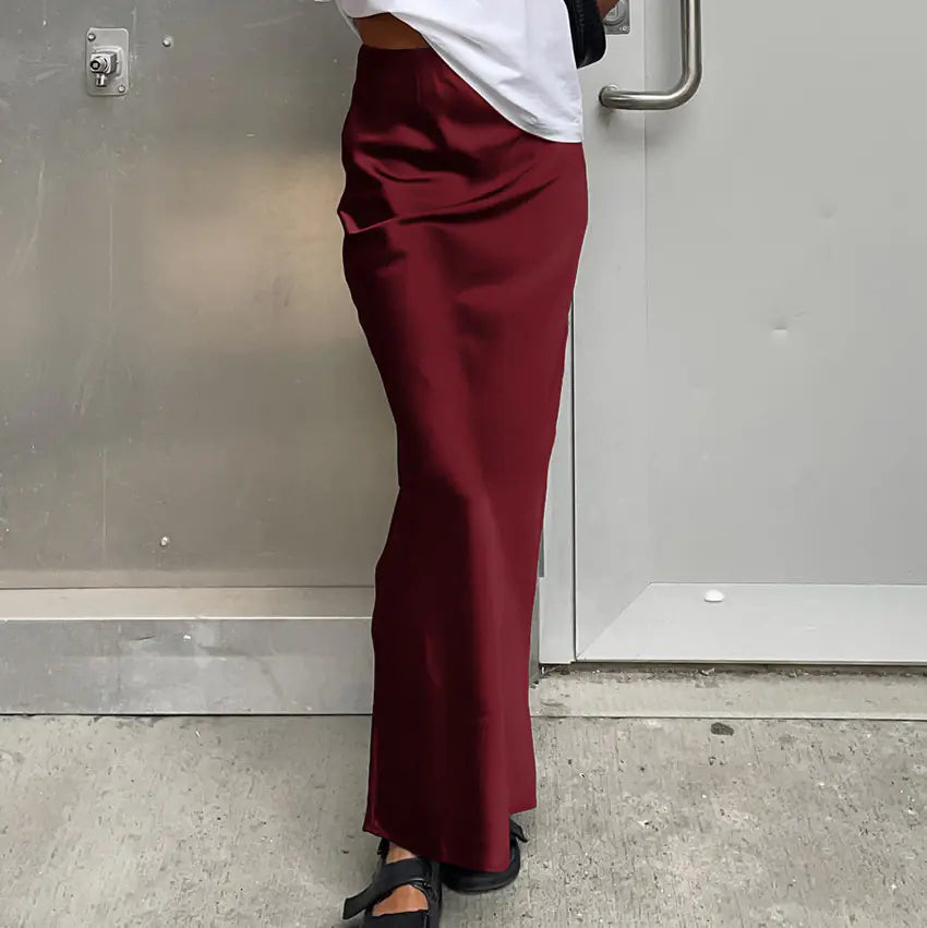 Casual Satin Ice Silk Skirt for Women