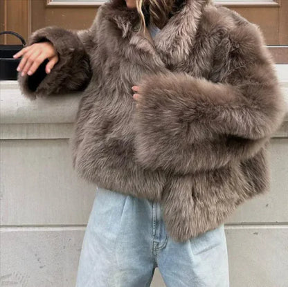 Chic Plush Fur Coat: Stylish, Comfortable, and Warm